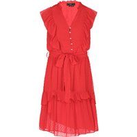 Gepunktetes Rüschen-Midikleid