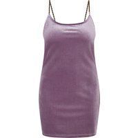 Glitzerndes Mini-Samtkleid mit Kettenriemen
