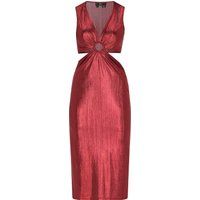 Metallic Strick Cutout Midikleid