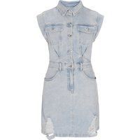 Ärmelloses Jeanshemdkleid mit Taschen
