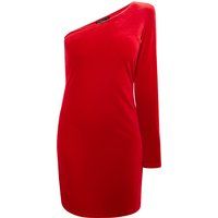 Rotes One-Shoulder-Samt-Minikleid