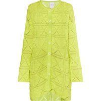 Gehäkelte lange Strickjacke mit Knöpfen