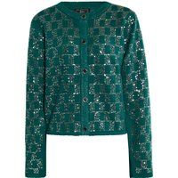 Funkelnde smaragdgrüne Strickjacke
