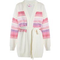 IZIA Strickjacke Damen Weiss Mehrfarbig