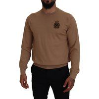 Beigefarbener Rundhals-Pullover aus Merinowolle