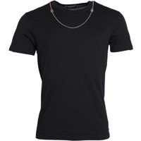 Schwarzes Jersey-T-Shirt mit Kettendetail
