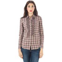 Karo-Rüschendetail-Shirt