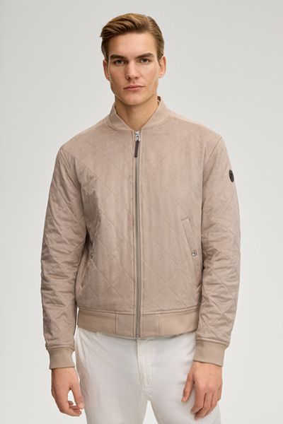 JOOP! Ronan Beige Gesteppte Bomberjacke mit Rippdetails