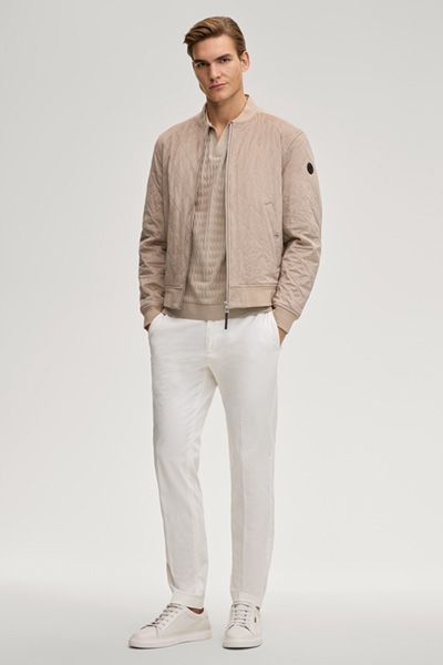 JOOP! Ronan Beige Gesteppte Bomberjacke mit Rippdetails