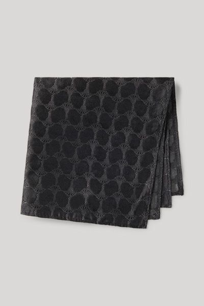 Windsor. Schwarzes gemustertes Seiden-Einstecktuch Logo-Jacquard