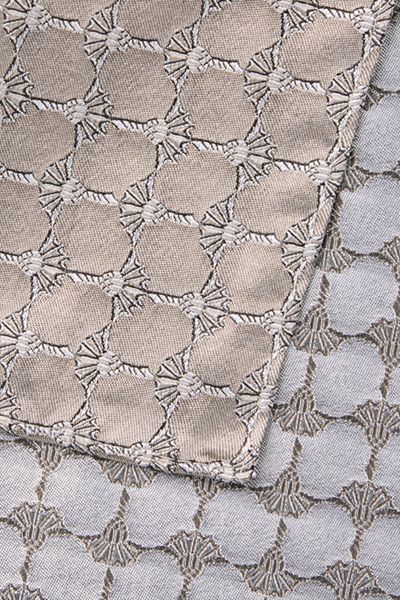 Cornflower Seiden-Einstecktuch in Hellbraun/Grau Logo Jacquard