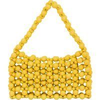 Gelbe Schultertasche mit Perlen