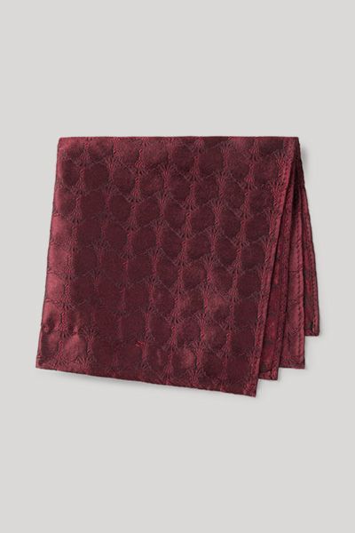 Cornflower Burgund Gemustertes Seiden Einstecktuch Logo Jacquard Formeller Anlass
