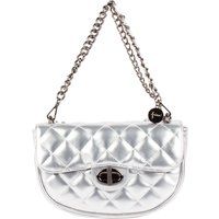 Silberne metallische gesteppte Schultertasche