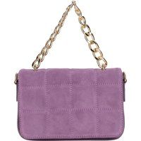 Gesteppte Schultertasche aus Wildleder mit Kette