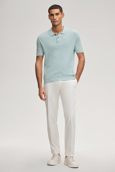 JOOP! Willo Salbeigrün Geripptes Strickpolohemd