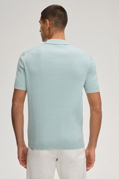 JOOP! Willo Salbeigrün Geripptes Strickpolohemd