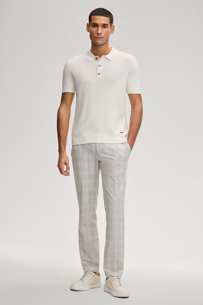 Joop! Willo Off-White Geripptes Baumwoll-Poloshirt Klassischer Kragen