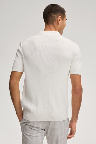 Joop! Willo Off-White Geripptes Baumwoll-Poloshirt Klassischer Kragen