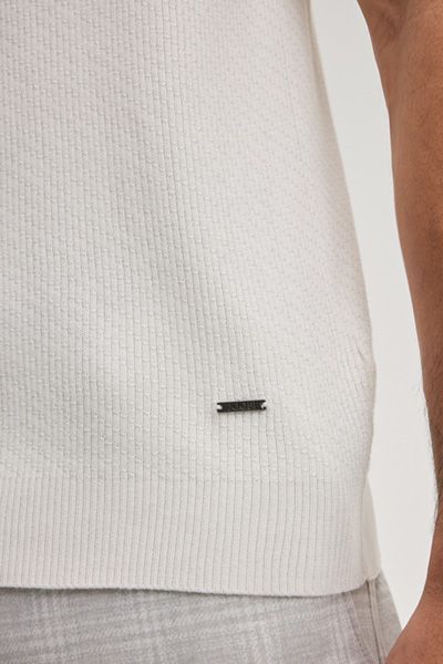 Joop! Willo Off-White Geripptes Baumwoll-Poloshirt Klassischer Kragen