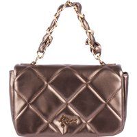 Gesteppte Metallic Schultertasche mit Kette