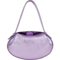 Glänzende runde Schultertasche Lavendel