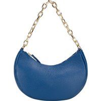 Blaue Halbmond-Tasche mit Kette aus Leder