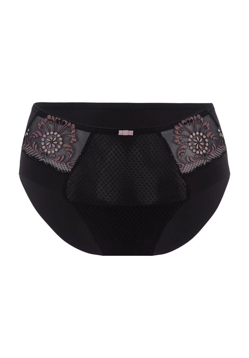 Slip mit Blumenstickerei und Mesh-Einsatz