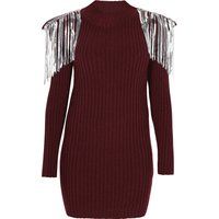 Elegantes geripptes Strick-Minikleid