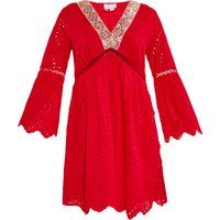 Romantisches Lochstickerei-Minikleid mit Besatz