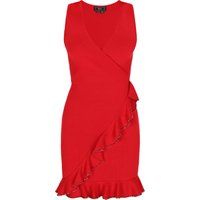 Schickes ärmelloses Mini-Wickelkleid mit Rüschen