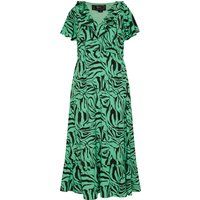 Maxikleid mit Zebraprint und Rüschenbesatz