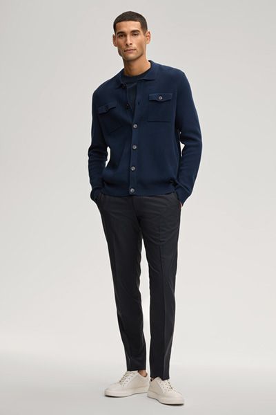 JOOP! Marineblaue Strickjacke mit Knopfverschluss und Pattentaschen