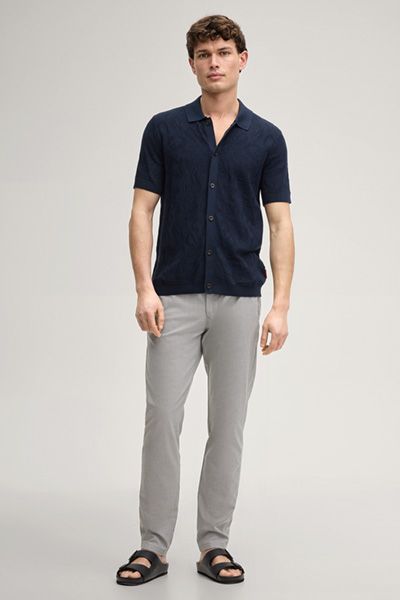 Joop! Jeans Rasmo Marineblaues Strick-Polohemd Blumenmuster Baumwolle