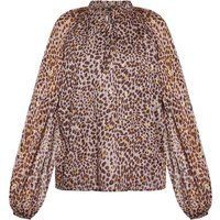 Chiffonbluse mit Animal-Print und Rüschen