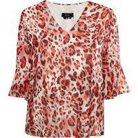 Bluse mit Animal Print und V-Ausschnitt