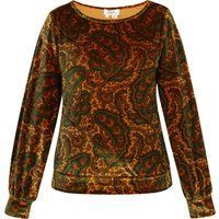 Retro Paisley Samt Top mit Laternenärmeln