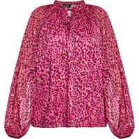 Rosa Chiffon Bluse mit Leopardenmuster