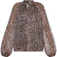 Chiffonbluse mit Animal-Print und Bindeband
