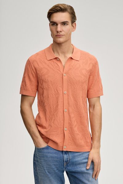 Joop! Jeans Rasmo Herren Strick-Polohemd in Hellorange