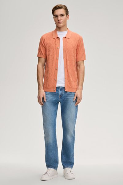 Joop! Jeans Rasmo Herren Strick-Polohemd in Hellorange