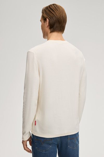 Pullover Peko Offwhite Langarm Henley Shirt aus Bio-Baumwolle