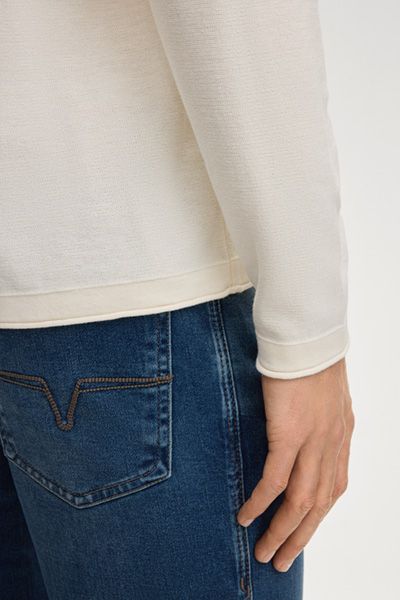 Pullover Peko Offwhite Langarm Henley Shirt aus Bio-Baumwolle