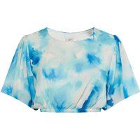 Blaues Crop-Top mit Aquarellmuster