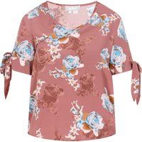 Bluse mit Blumenmuster und Ärmelbindedetails