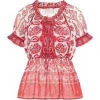 usha Blusenshirt mit Rüschenärmeln Damen Rot Mehrfarbig