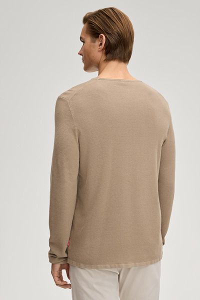 Joop! Svenor Beige Langarmpullover aus strukturiertem Baumwollmischgewebe