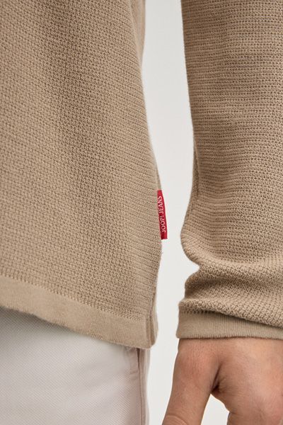 Joop! Svenor Beige Langarmpullover aus strukturiertem Baumwollmischgewebe