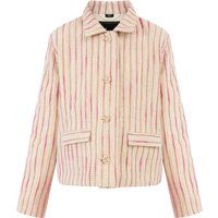 Gestreifte Bouclé Jacke mit Strassknöpfen