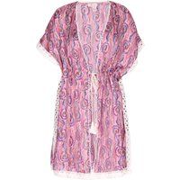 Kimono aus Chiffon mit Spitzenbesatz